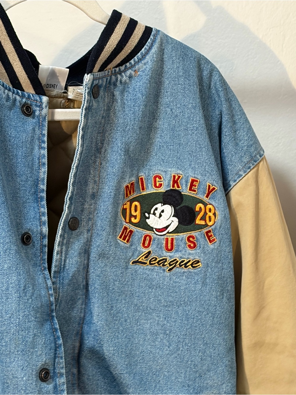 The Disney Store Mickey Mouse League 1928 Denim Varsity Jacket-XL